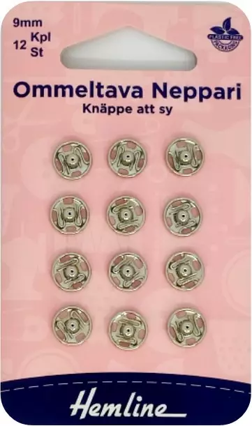 HEMLINE OMMELTAVA NEPPARI 9MM NIKL - Käsityötarvikkeet - 9317385021201 - 1