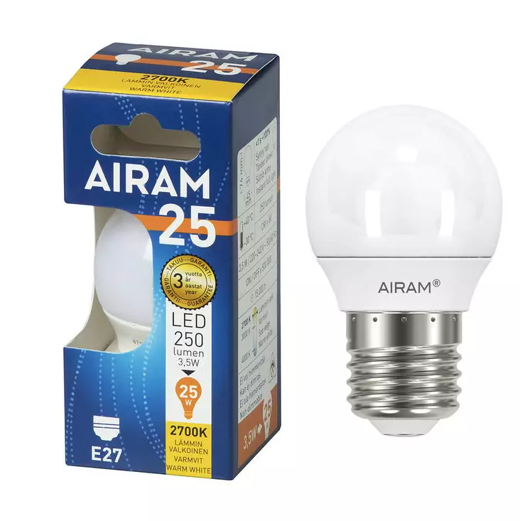 AIRAM LED 3,5W/827 E27 OP - Lamput E27 kanta - 6435200242341 - 1