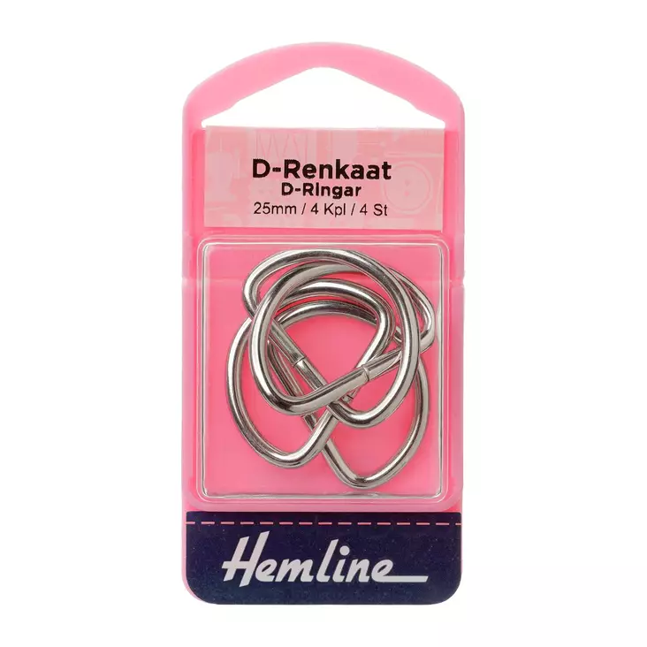 HEMLINE D-RENGAS 25MM 2PARI - Ompelulangat ja ompelutarvikkeet - 9317385002941 - 1