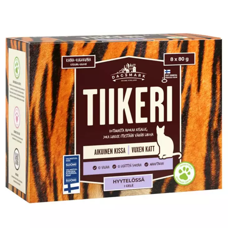 Dagsmark Tiikeri 8x80G Hyytelössä - Kissanruoat ja herkut - 6430066381821 - 1