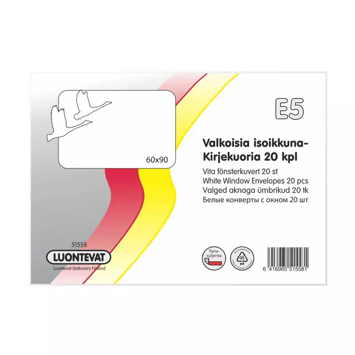 KIRJEKUORI E5/20 ISO IKKUNA - Toimistopaperit ja kirjekuoret - 6416965515581 - 1