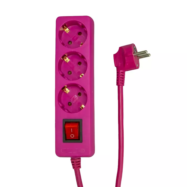 Jatkojohto 3-osainen 1,5m pinkki - Jatkojohdot, kaapelikelat ja tarvikkeet - 6438140287151 - 1