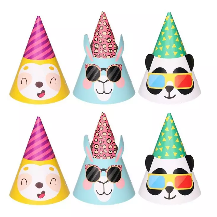 Juhlahattu eläimet 6kpl - Vappukoristeet ja -tarvikkeet - 6410416347721 - 1