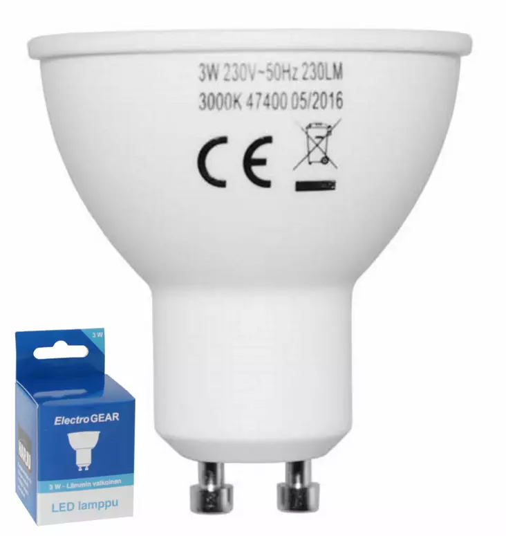 KOHDELAMPPU LED 3W GU10 3000K Elektrogear - Lamput GU10 kanta - 6438140474001 - 1