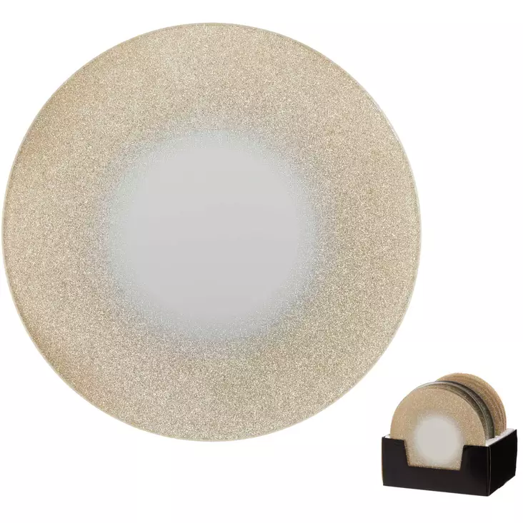 Kynttilänalunen pieli glitter kulta 20cm - Tuikkukipot ja kynttilänaluset - 6410416007571 - 1