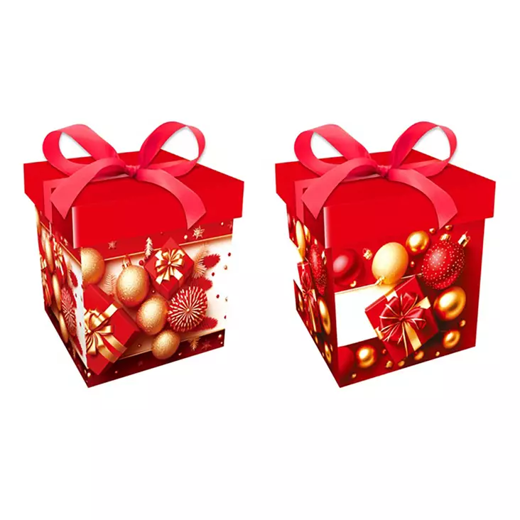 Joulu lahjalaatikko 15x15x15cm punainen - Lahjakassit joulu - 6438506009151 - 1