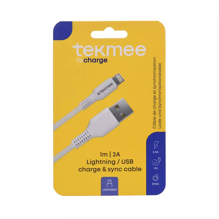 Tekmee latausjohto 1m Lightning-USB - Laturit, kaapelit ja varavirtalähteet - 3661075296711 - 1