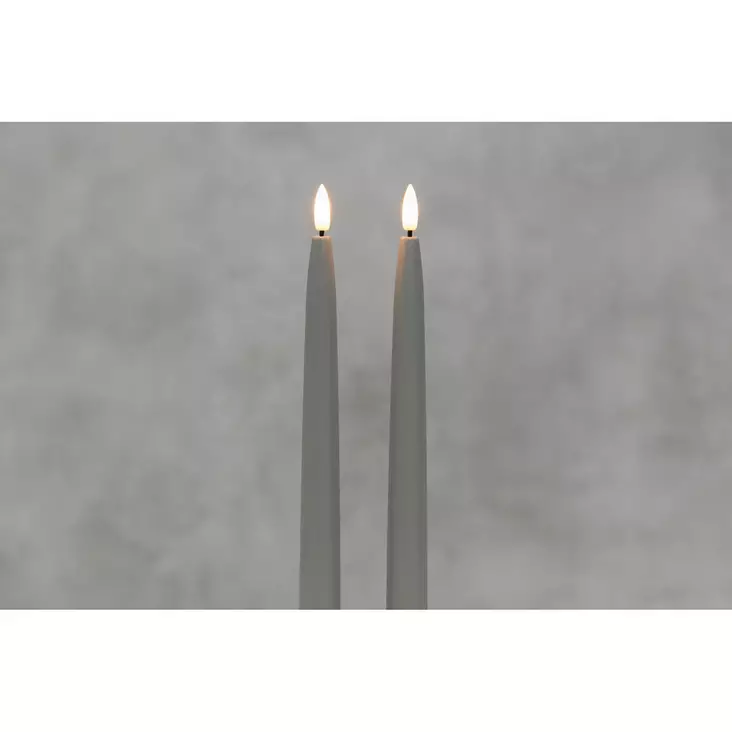 3D LED-kynttilä 2kpl 28 cm harmaa - LED-kynttilät - 6410416578781 - 1
