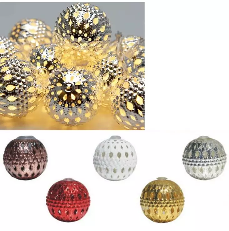 LED METALLIPALLOVALOSARJA HOPEA 10xLED - Valosarjat paristokäyttöiset - 6438159118521 - 1