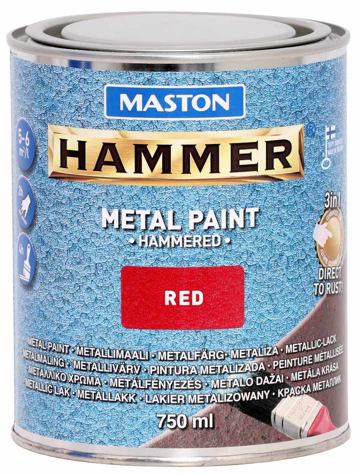 METALLIMAALI HAMMER VASARALAKKA 750ML PUNAINEN MASTON - Metallimaalit - 6412490017781 - 1