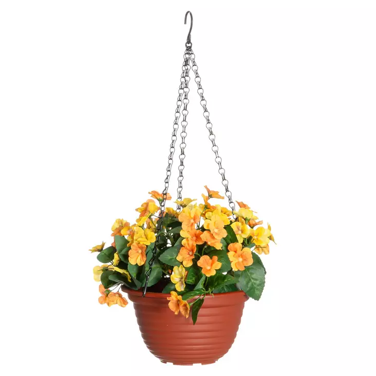 Orvokki amppelissa 22 cm keltainen - Tekokasvit ja muovikukat - 6410416437231 - 1