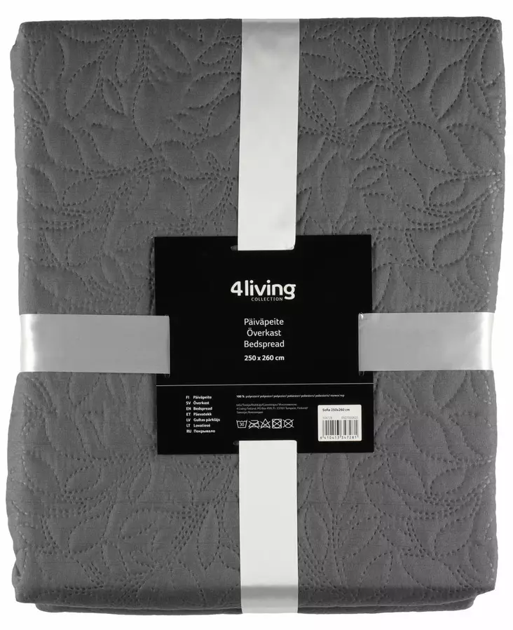 PÄIVÄPEITE 250X260 SOFIA HARMAA - Pussilakanat, petivaatteet ja tyynyt - 6410413347281 - 1