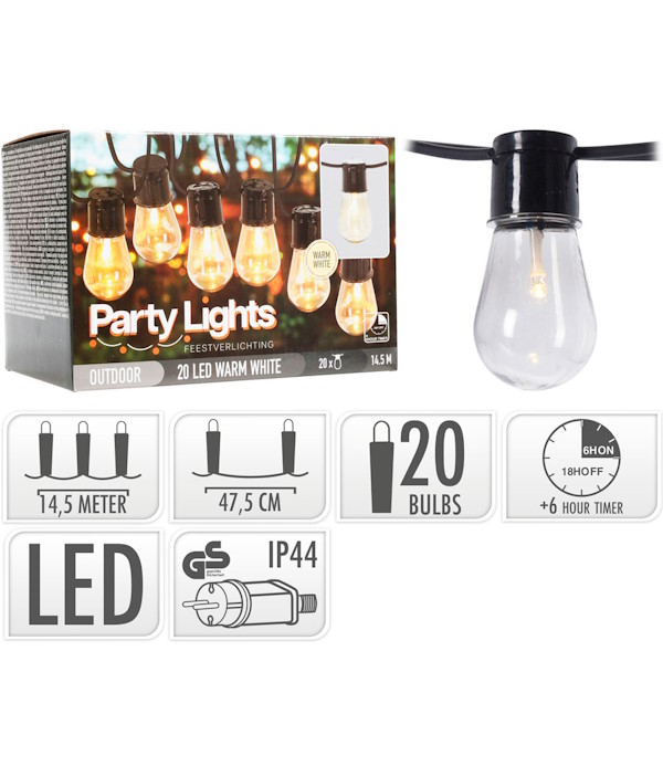 Partyvalosarja 20 led - Valosarjat paristokäyttöiset - 8720573471411 - 1