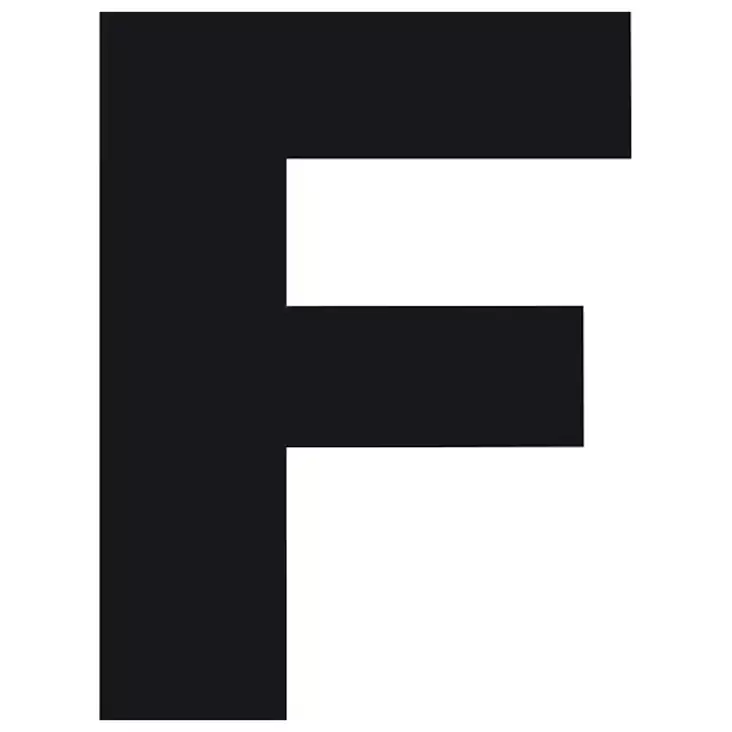 Pisla kirjaintarra f musta 8cm - Talonumerot ja -kirjaimet - 6414676008651 - 1