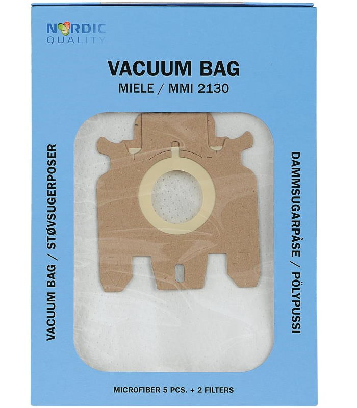 Pölynimuripussit, 5 kpl. + 2 suodatin MMI 2130 Nordic Quality Vacuum - Pölypussit ja suodattimet - 5706470076341 - 1