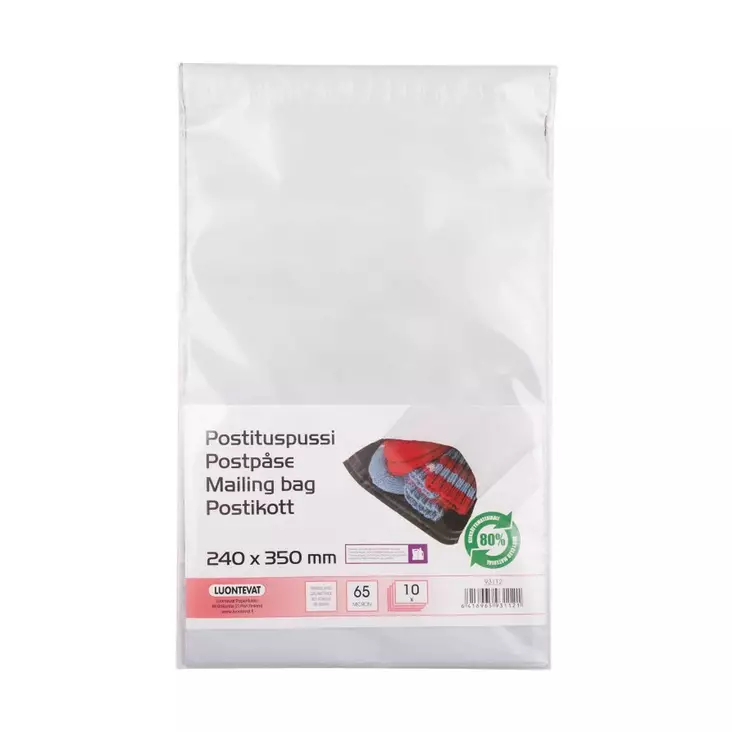 Postituspussi valkoinen 240x350 mm 10kpl - Toimistopaperit ja kirjekuoret - 6416965931121 - 1