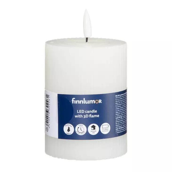 Pöytäkynttilä Led rihlattu 3D liekki valkoinen - LED-kynttilät - 6410416302461 - 1