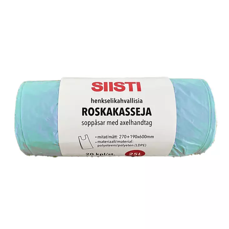 Roskakassi 25l 20kpl turkoosi 20mic - Roskapussit - 6438506017231 - 1