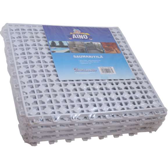 SAUNARITILÄ 30x30CM 10KPL VALKOINEN - Kylpyhuonematot - 6416096021661 - 1