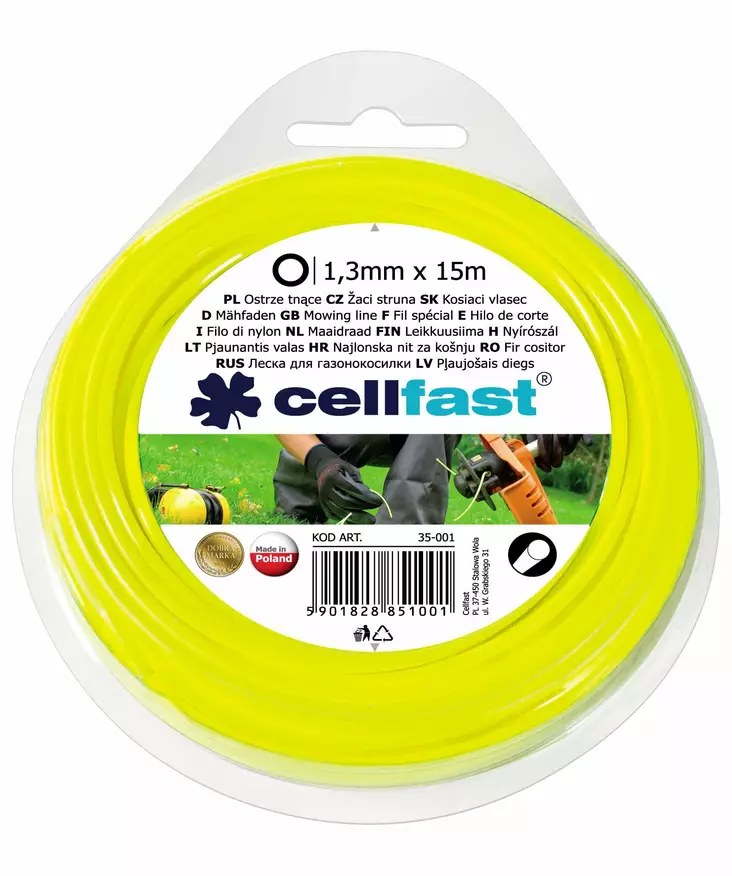 Trimmerin siima 1,3mmx15m pyöreä profiili - Trimmerin siimat - 5901828851001 - 1