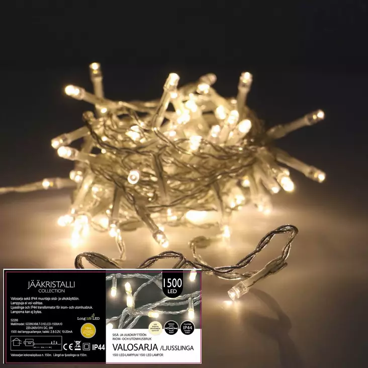 ULKOVALOSARJA LED 1500Led Lämmin valkoinen - Valosarjat paristokäyttöiset - 6438159522861 - 1