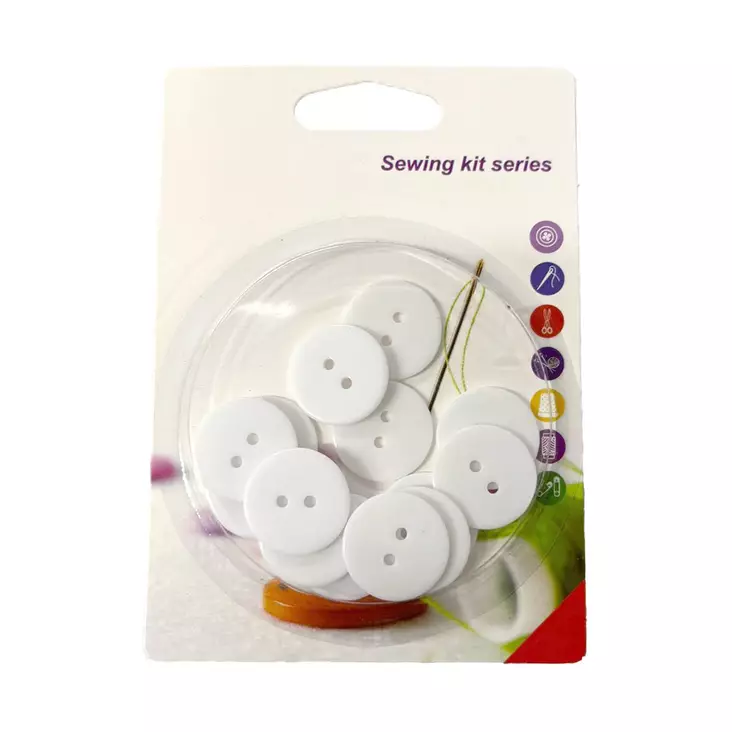 Valkoiset NAPIT 15kpl/pkt 2 cm - Ompelulangat ja ompelutarvikkeet - 6438159386821 - 1