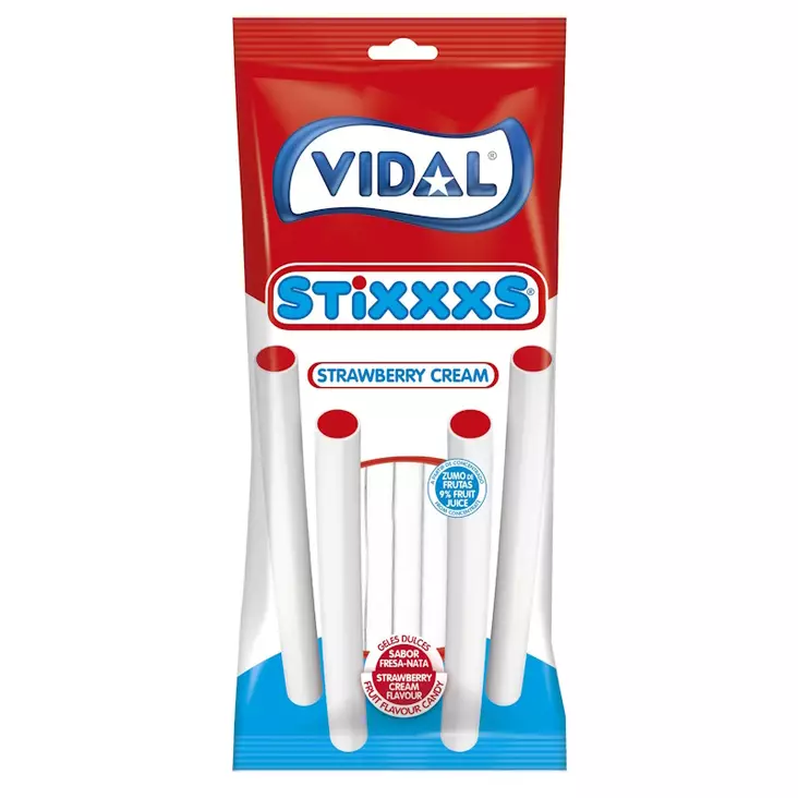 Stixxxs Vidal mansikka-kermatäytteiset tikut 90g - Makeiset ja karkit - 8413178339261 - 1