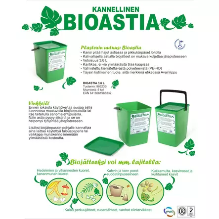 Bioastia 3.6L kannella - Biojäteastiat - 6416061966232 - 2