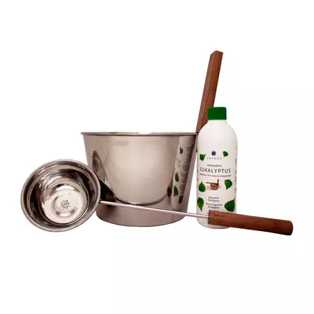 Teräskiulusetti + Eukalyptus 500 ml - Kiulut ja löylykauhat - 6417892023422 - 1