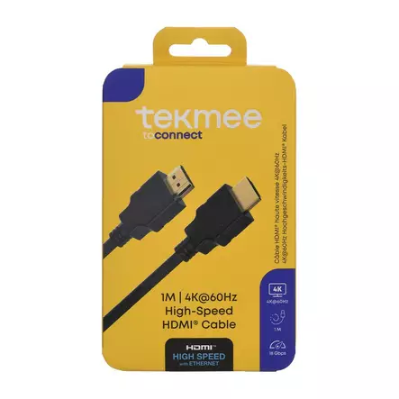 TEKMEE HDMI-kaapeli 4K high speed 1M - Oheislaitekaapelit ja adapterit - 3661075331672 - 1