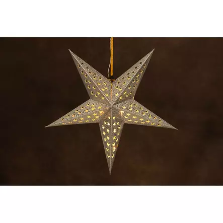 LED-paperitähti hopea 43 cm - Ikkunan valokoristeet - 6410413306042 - 1