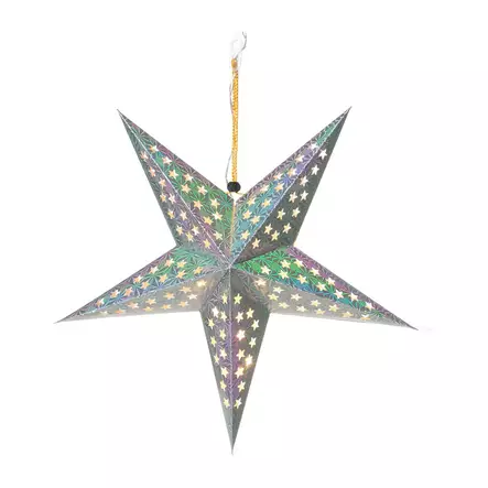 LED-paperitähti hopea 43 cm - Ikkunan valokoristeet - 6410413306042 - 2