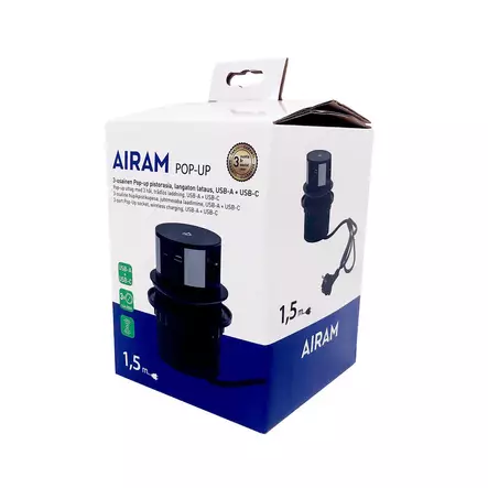 Pistorasia Pop-up 3-osainen, Airam - Pistorasiat, haaroittimet ja kytkimet - 6435200286482 - 2