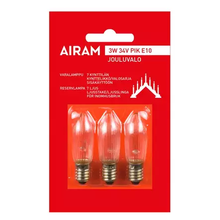 AIRAM VARALAMPUT 3 w 34 v - Valokoristeiden varalamput - 6435200000972 - 1