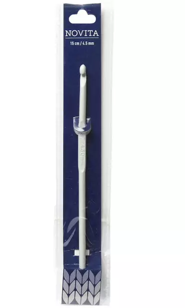 VIRKKUUKOUKKU 15cm 4,50mm Novita alumiini virkkuukoukku - Virkkuukoukut - 6412619674512 - 1