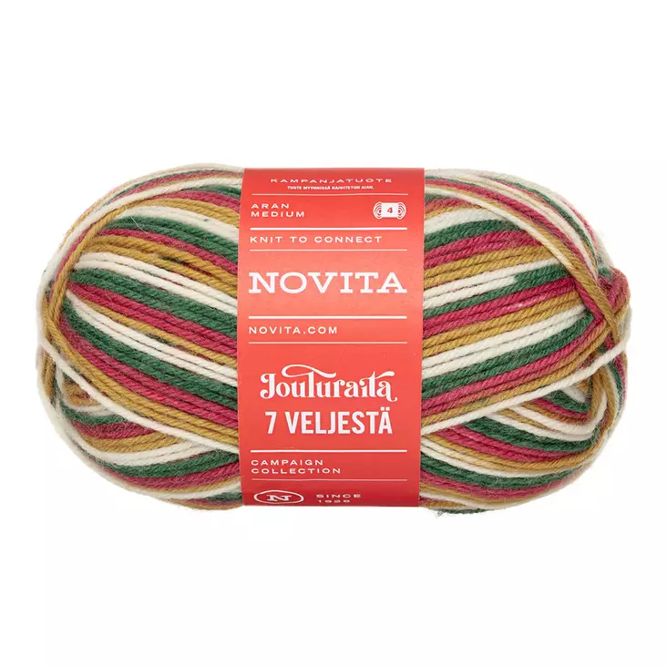 7-Veljestä Jouluraita 150g Joulukaari - Sukkalangat - 6412618213972 - 1