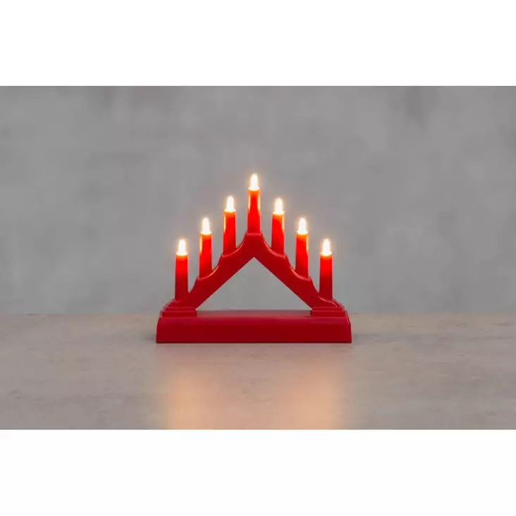 Kynttelikkö 7 haarainen mini 13cm punainen - Kyntteliköt - 6410416310572 - 1