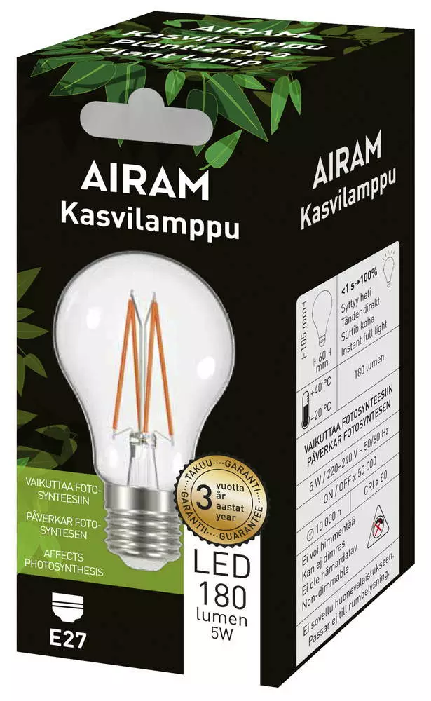 Airam Kasvilamppu pakkauskuva. - Lamput E27 kanta - 6435200235312 - 1