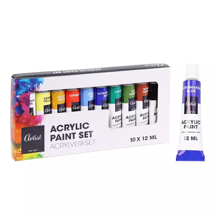 AKRYYLIMAALI 12ML 10 KPL/PKT - Vesivärit ja maalit - 8721037026062 - 1