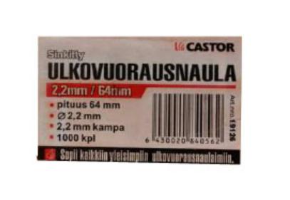 CASTOR ULKOVUORAUSNAULA 2,2*64MM 1000KPL - Naulat - 6430020840562 - 1
