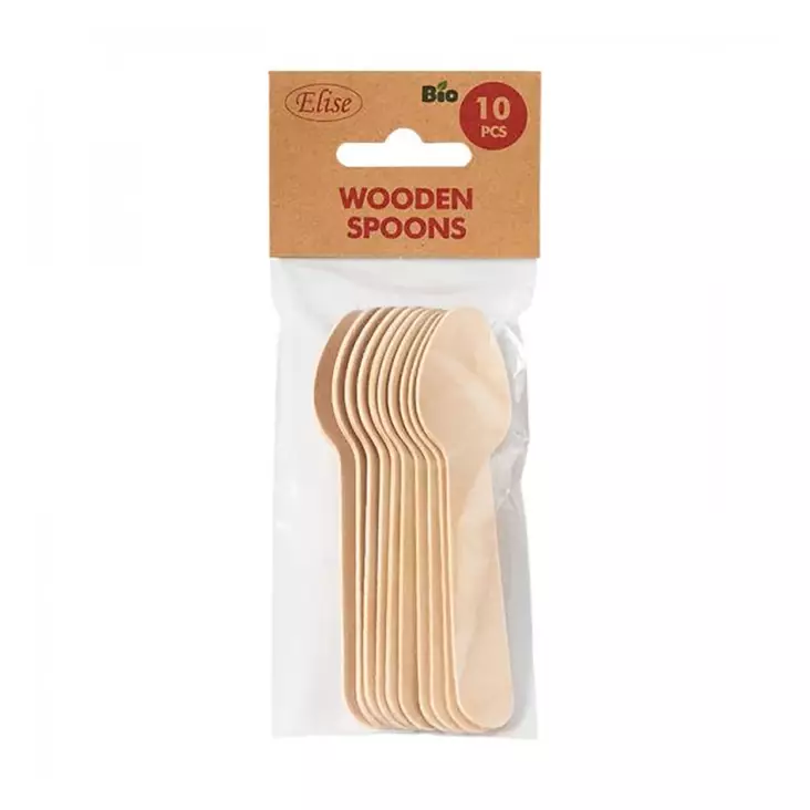 KAHVILUSIKAT Luonnonpuusta 10kpl/pss - Kertakäyttöaterimet - 4742002003462 - 1