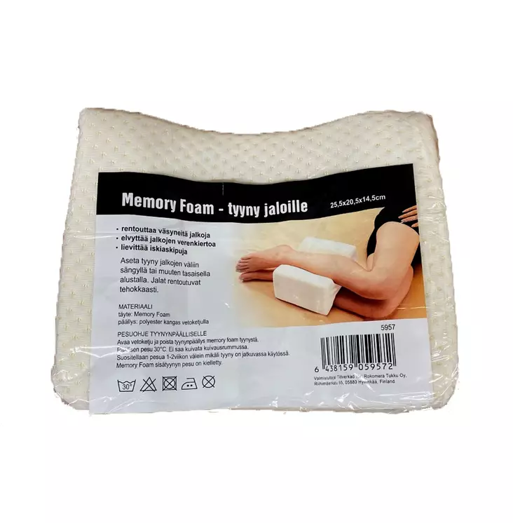 JALKATYYNY Memory Foam Polvityyny 25,5x20,5x14cm Iskiasvaivoihin - Pussilakanat, petivaatteet ja tyynyt - 6438159059572 - 1