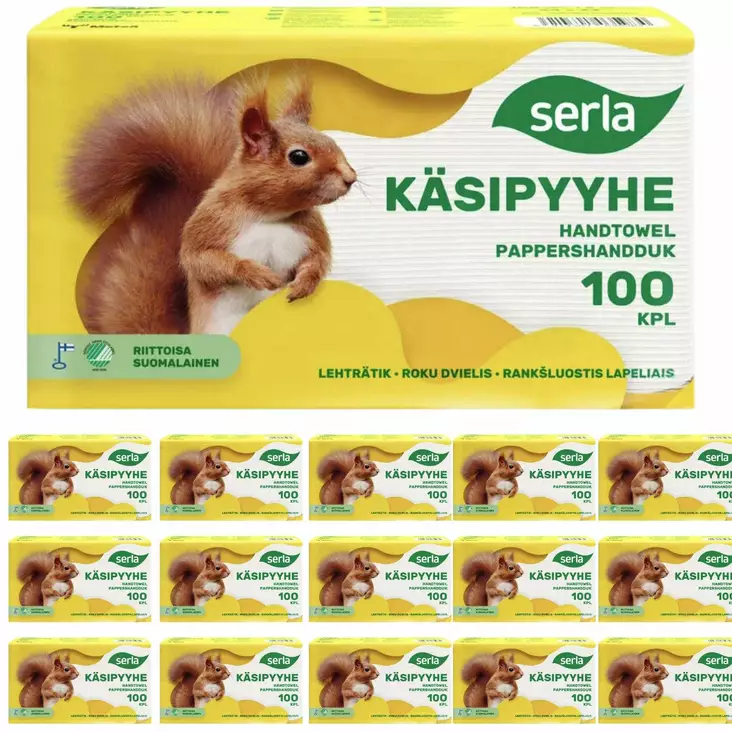 Serla käsipyyhepaperi säkki sisältää 16 pakettia. - Käsipaperit - 6414301091652 - 1