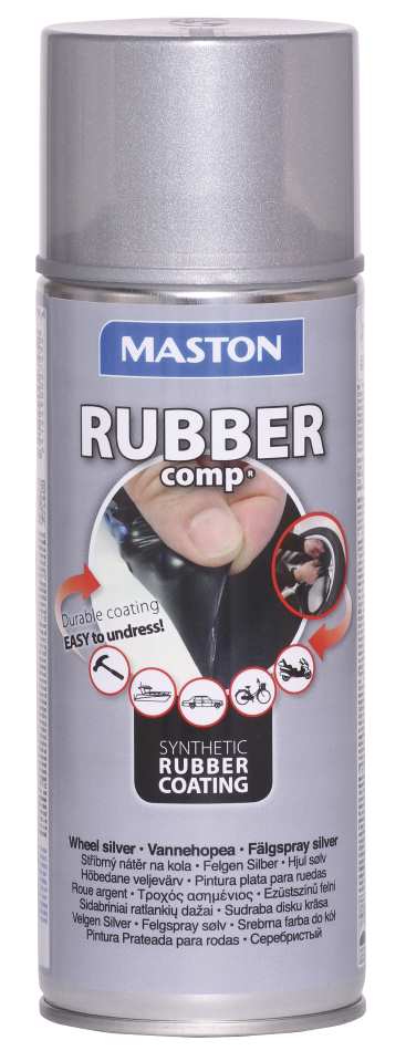KUMIMAALI RUBBER COMP VANNEHOPEA KIILTÄVÄ 400ML SPRAYMAALI MASTON - Spraymaalit - 6412490027452 - 1