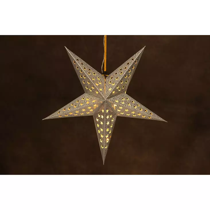 LED-paperitähti hopea 43 cm - Ikkunan valokoristeet - 6410413306042 - 1