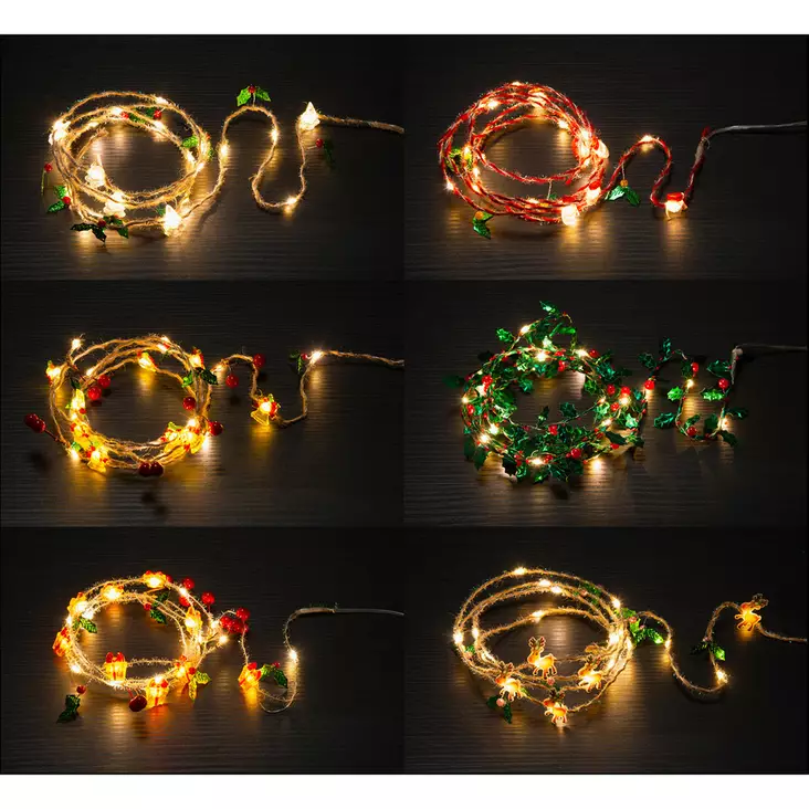 20 LED paristovalosarja jouluisilla kori - Valosarjat paristokäyttöiset - 6410416482842 - 1