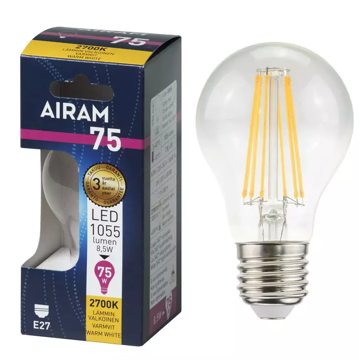 LED A60 8,5W/827 E27 FIL BX - Lamput E27 kanta - 6435200242822 - 1