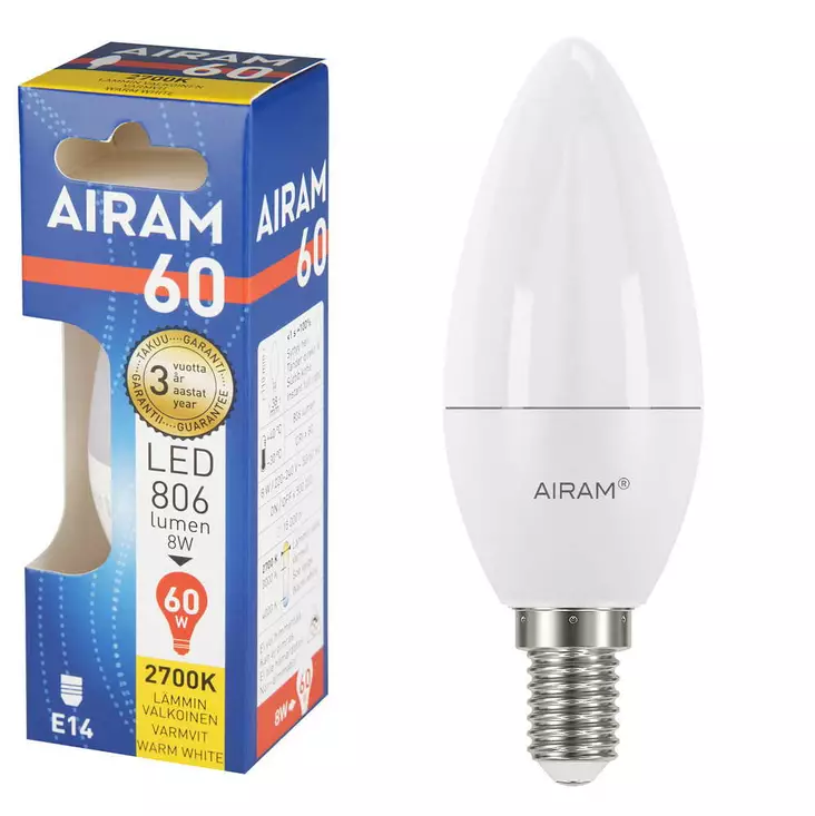 LED OP C38 8W/827 E14 - Lamput E14 kanta - 6435200248282 - 1