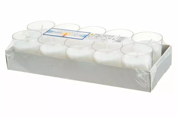 Lyhtykynttilä valkoinen 5x6 cm 10 kpl - Hautakynttilät - 6410412856302 - 1