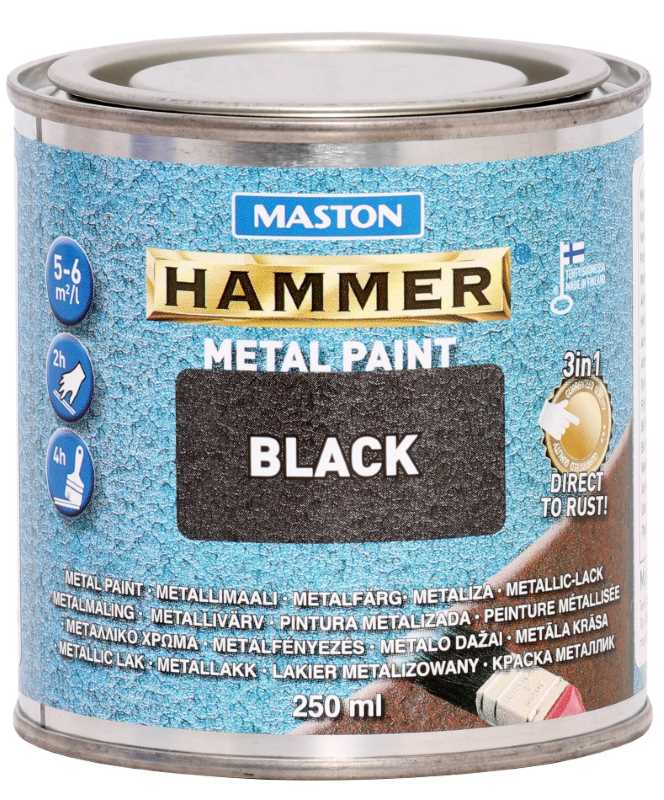 METALLIMAALI HAMMER VASARALAKKA MUSTA 250ML MASTON - Metallimaalit - 6412498870012 - 1